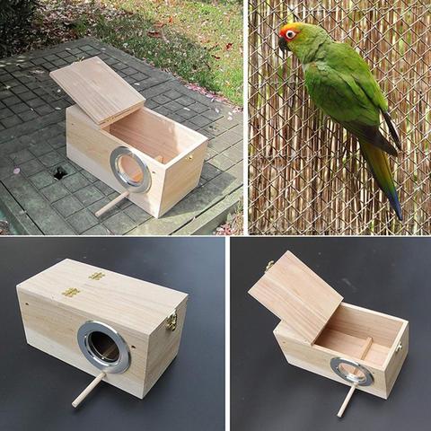 Jaula de pájaro de madera, caja de incubación cajas nido para loros, periquitos, periquitos, cóctel, Pinzón, pájaro amoroso, suministros para pájaros ► Foto 1/6