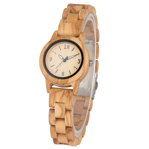 Reloj de madera de cuarzo Natural para mujer, correa de madera hecha a mano, esfera pequeña concisa, relojes luminosos, relojes de pulsera ► Foto 1/6