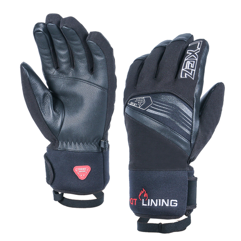 Guantes de esquí calientes negros de invierno para hombre 3M Thinsulate forro caliente nieve moto de nieve Thouchscreen Palm Pu cuero motocicleta guantes de mujer ► Foto 1/6