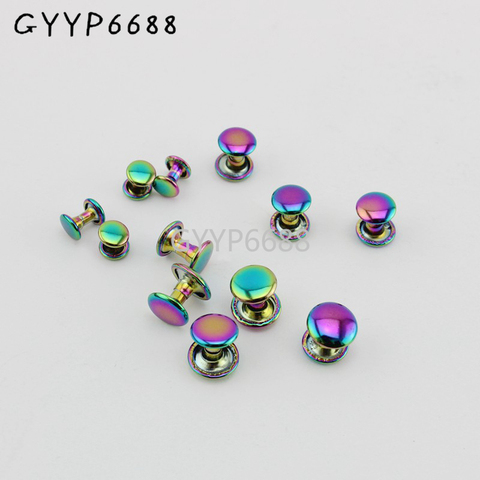 10-30-100pcs 6*6*6mm 8mm * 8mm 10*8mm arcoiris iridiscente cierre remache doble stud para zapatos de remaches de metal tono sobre tono ► Foto 1/1