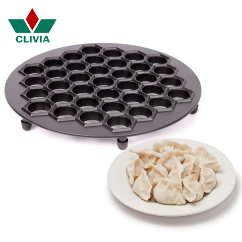 Molde para hacer dumplings de CLIVIA, herramienta para hacer Dumplings, cocina Samosa de aluminio, fabricante de pelmeni ruso, 37 agujeros, para raviolis ► Foto 1/5