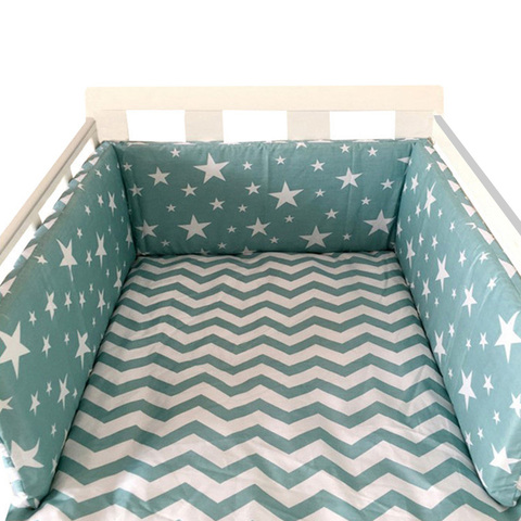 Parachoques grueso de estrellas nórdicas para cama de bebé, diseño de cremallera, cuna de una pieza, cojín Protector de cuna, almohadas de 200x30 cm ► Foto 1/6
