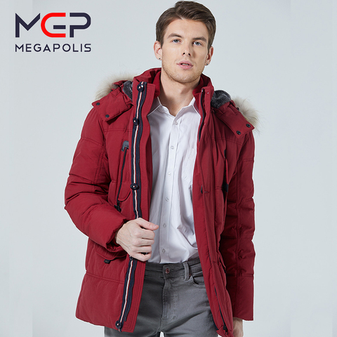 Chaqueta de invierno para hombre, muy aislada con plumón artificial, piel natural y con capucha, marca MGP megpolis ► Foto 1/6