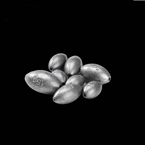 10 Uds forma de oliva plomo puro plomos de pesca anzuelo pesos agua salada agua dulce aparejos de pesca lubina varios tamaños ► Foto 1/5