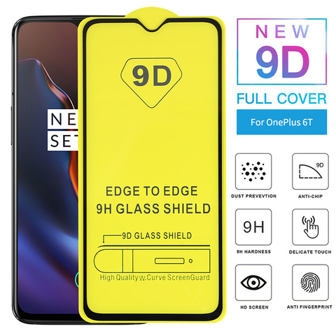 Vidrio Protector 9D para móvil, película de vidrio templado para Oneplus 7, 6, 5, 8T, 6T, 3T, funda protectora de pantalla ► Foto 1/6