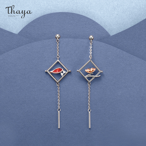 Thaya-pendientes de plata de ley 925 con diseño de flor de ciruelo, pendientes de tachuela cuadrados, joyería fina, diseño Original ► Foto 1/5