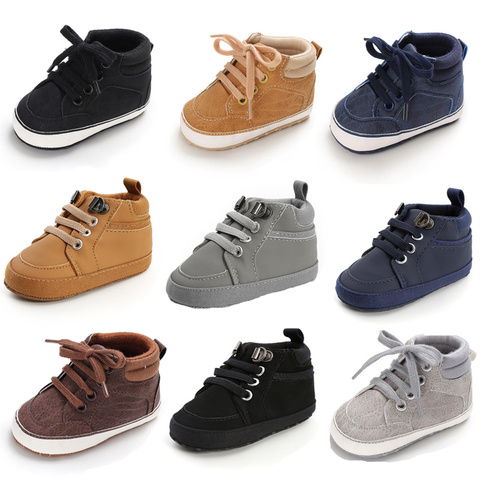 Zapatos de bebé recién nacido Niño bebé niño Casual cóm suela de algodón Anti-slip de cuero de la PU en primer lugar los caminantes gatear zapatos mocasín para bebé Zapatos ► Foto 1/6