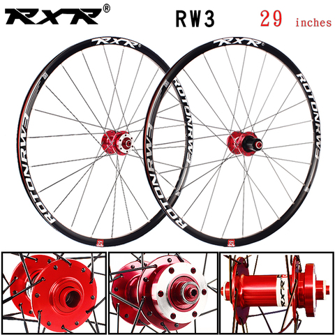 RXR-juego de ruedas para bicicleta de montaña, de 29 pulgadas, aleación de aluminio, freno de disco RW3, 5 rodamientos, 7-11 velocidades, eje pasante/QR ► Foto 1/6