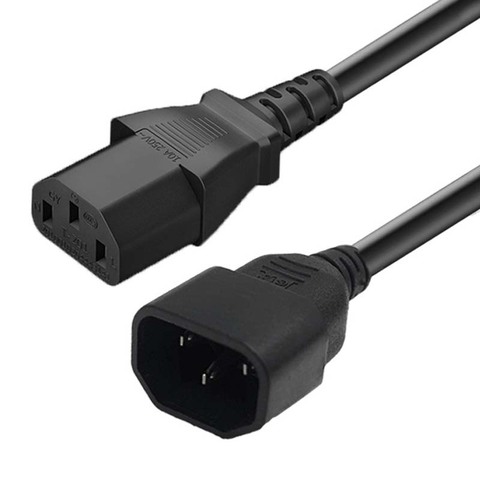 Cable de alimentación negro IEC320 C13 hembra a C14 macho UPS PDU, 0,75 mmx2, extensión de ordenador de escritorio, 10A, 250V, 3 núcleos, 1,5 M ► Foto 1/6