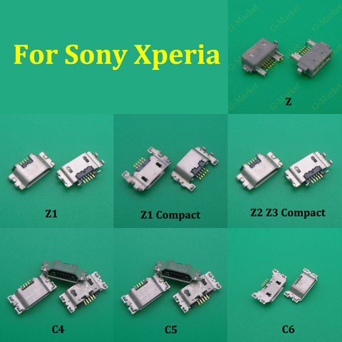 Puerto de carga Micro USB para Sony Xperia Z Z2 Z1 Z3 Compact Z Ultra XL39H S Lt26i T2 C4 C5 C6, 2 unidades ► Foto 1/1
