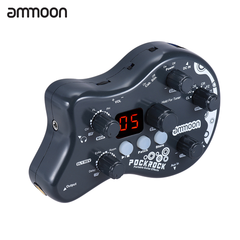 Ammoon PockRock-Pedal de efecto de procesador de múltiples efectos para guitarra portátil, 15 efectos, 40 ritmos de tambor, función de afinación, pedal de guitarra ► Foto 1/6