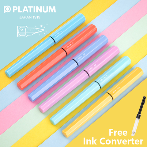 Pluma estilográfica pequeña de platino japonés, pluma de tinta Kawaii Pastel de caligrafía de Color con caja, suministros escolares para estudiantes ► Foto 1/6