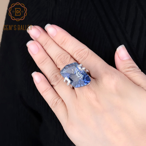 Gema de Ballet 5,21ct para mujer, iolita Natural Irregular azul, Gema de cuarzo mística, anillos de plata de ley 925 para mujer, joyería fina de cóctel ► Foto 1/6