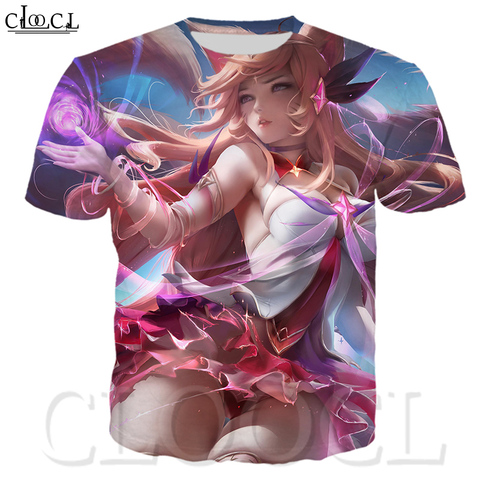 Camiseta con estampado 3d de Ahri para hombre y mujer, camiseta Popular Harajuku, Tops informales de manga corta para verano ► Foto 1/6