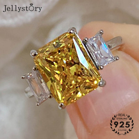 Jellystory-Anillo de Plata de Ley 925 con gema de citrino creativa, joyería fina para mujer, regalos de fiesta de boda, anillos al por mayor ► Foto 1/6