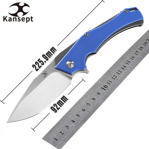 Kansept-cuchillo de bolsillo con mango Cuchillos plegables HELLX, herramienta múltiple T008A3 para táctica, Camping, 3,6 '', D2 Blade Blue G10 ► Foto 1/6