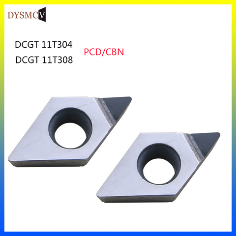 2 uds PCD inserciones de diamantes CBN DCMT070204 DCMT070202 DCMT11T304 DCGT070204 DCGT11T304 CNC torno de inflexión de la cuchilla de corte de herramienta ► Foto 1/3