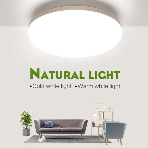 Luces LED de techo para habitación, lámparas de techo de 18W, 24W, 36W o 48W, con ajuste de luz blanca fría y cálida natural, adecuada para usar en sala de estar ► Foto 1/6