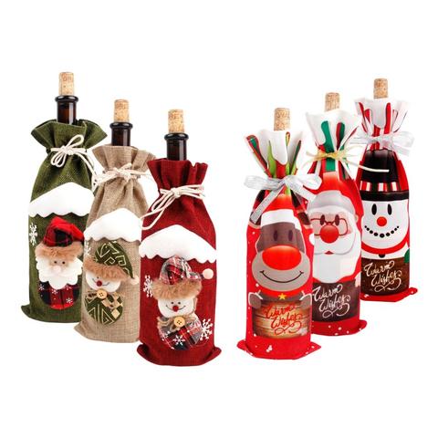 Funda navideña para botella de vino, adornos navideños para el hogar, adornos navideños 2022, regalos navideños para año nuevo 2022 ► Foto 1/6