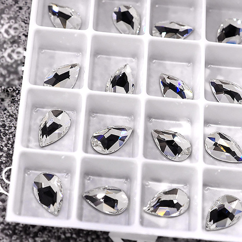 Cristal AB en forma de lágrima, cristales de uñas, piedras en forma de gota, diamantes de imitación con parte posterior plana para decoraciones artísticas de Diseño de uñas en 3D, 20 Uds. ► Foto 1/6