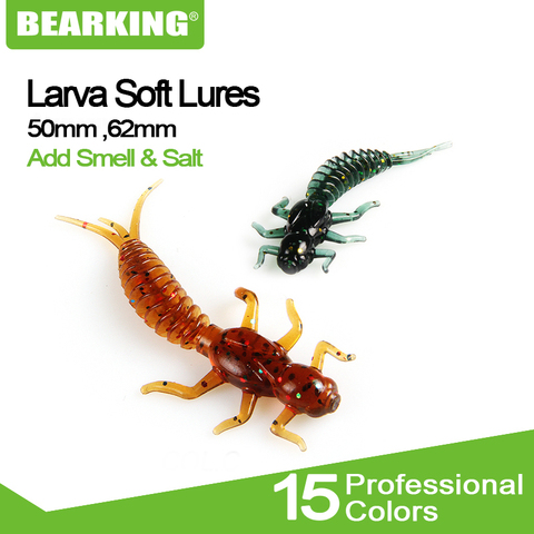 BEARKING nueva Larva suaves señuelos de 50mm 60mm pesca Artificial señuelos de silicona bajo Pike Minnow Swimbait Jigging de cebos gusano ► Foto 1/5