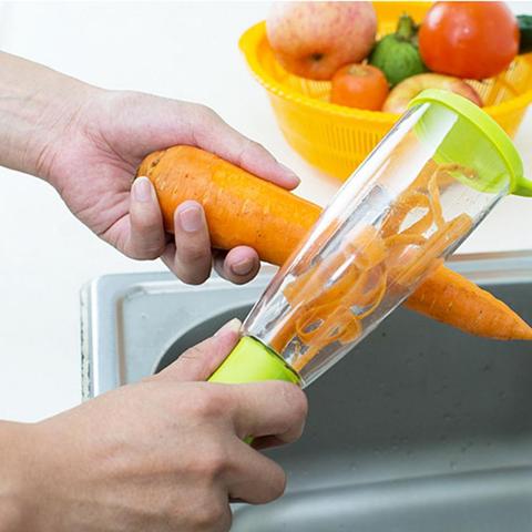 Pelador de frutas y verduras ABS, herramienta de cocina multifuncional para el hogar con tubo de almacenamiento, dispositivo creativo, accesorios de cocina ► Foto 1/6