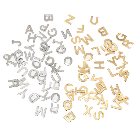 Abalorios de acero inoxidable con letras de A-Z, Charms de oro con letras del alfabeto, colgantes para pulsera, collar, manualidades, 100 Uds. ► Foto 1/6