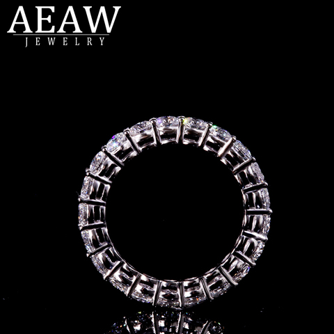 AEAW-anillo de compromiso de 3mm y 0,1 CT para mujer, sortija de compromiso, moissanita, diamante, Plata sólida, 925 ► Foto 1/6