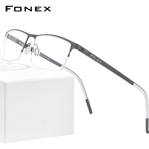 FONEX montura de aleación para gafas hombres Plaza miopía receta anteojos ópticos 2022 el nuevo Metal medio coreano sin tornillos gafas 992 ► Foto 1/6