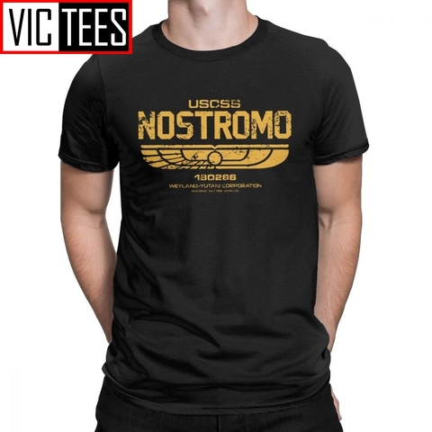 Camiseta de algodón puro para hombres, prenda de vestir, manga corta, con cuello redondo, con estampado de manga de alienígenas, con texto 