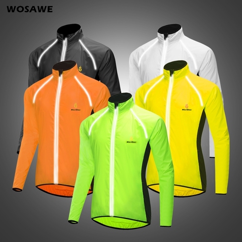 WOSAWE-chaquetas reflectantes transpirables para ciclismo de montaña o carretera, para hombre, de manga larga, a prueba de viento, para exteriores, chubasquero deportivo ► Foto 1/6