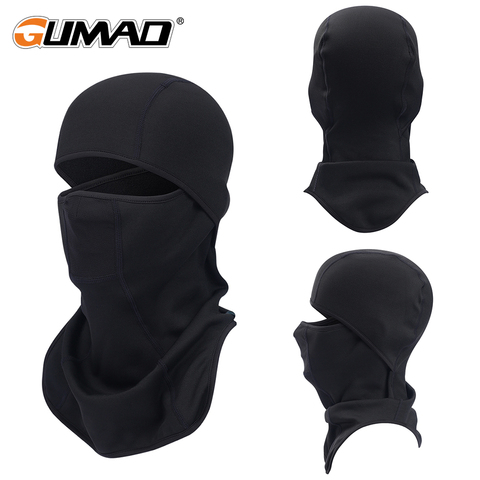 Pasamontañas térmico de lana para hombre y mujer, máscara facial completa para invierno, calentador de cuello térmico, casco de ciclismo, capucha, esquí, Snowboard, sombreros negros, bufanda para la cabeza ► Foto 1/6