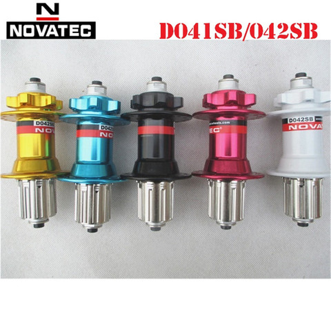 NOVATEC-buje trasero y delantero D041SB/D042SB, Original, liberación rápida, 32 orificios, Freehub, negro/rojo/dorado ► Foto 1/6