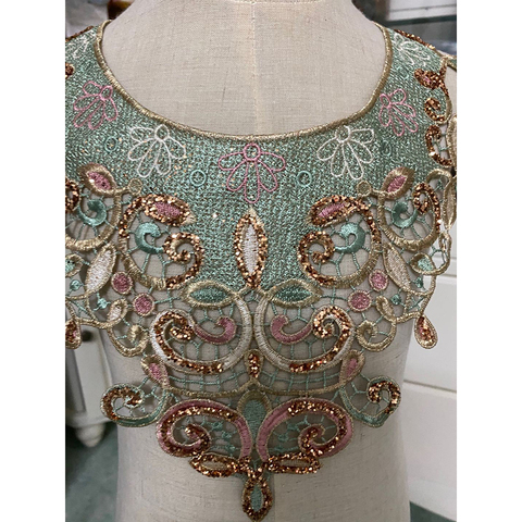 Tela bordada en 3D para cuello, apliques de costura de encaje veneciano, Color rosa, accesorios para cuello antiguo, 1 unidad ► Foto 1/5