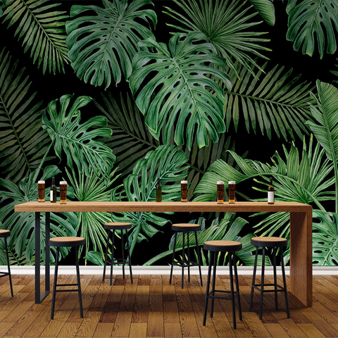 Mural personalizado planta Tropical de hoja verde foto papeles tapiz decoración del hogar habitación dormitorio cocina decoración de la pared de pintura 3D ► Foto 1/6