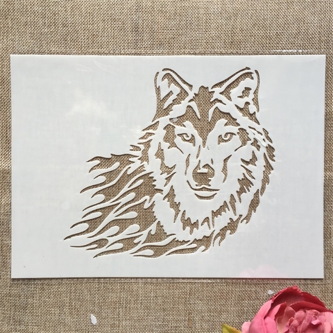 Plantillas decorativas A4 Wolf, 29cm, para pared, libro de recortes colorear, álbum en relieve ► Foto 1/1