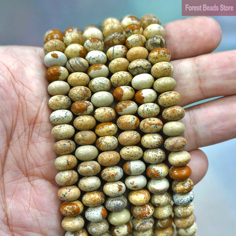 Cuentas redondas de jaspe con imagen amarilla, cuentas espaciadoras sueltas de 15 pulgadas, tamaño a elegir de 6/8/10mm para fabricación de joyería DIY ► Foto 1/2