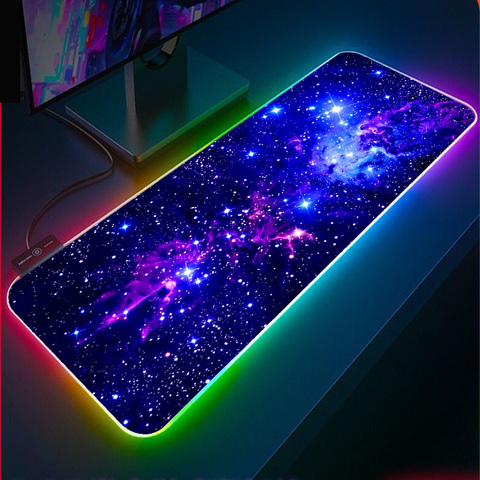 Estrella azul Rgb Mouse Pad XXL teclado de ordenador alfombra de juego accesorios LED jugador PC Conectado Mat USB de Gaming alfombrilla para ratón de escritorio ► Foto 1/6