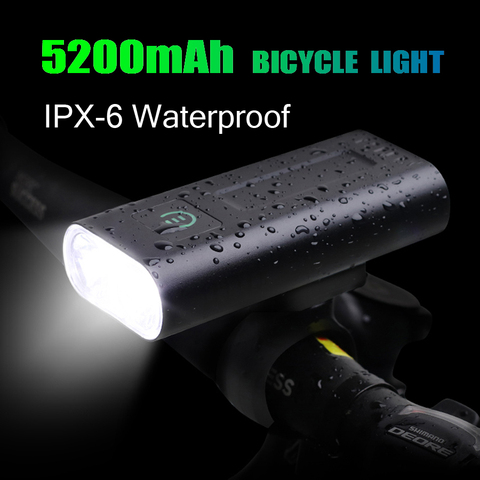 NEWBOLER 5200mAh potente luz de la bicicleta USB recargables luz LED de bicicleta frente IPX5 impermeable bicicleta MTB bicicleta linterna como banco de la energía ► Foto 1/6