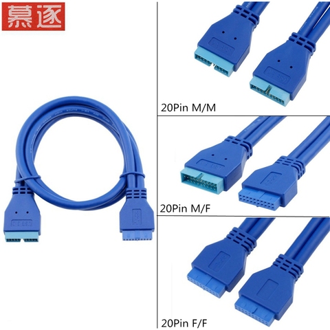 Cable adaptador de extensión de placa base USB 3,0, conector doble hembra a prolongador hembra, 20 pines, 50CM ► Foto 1/6