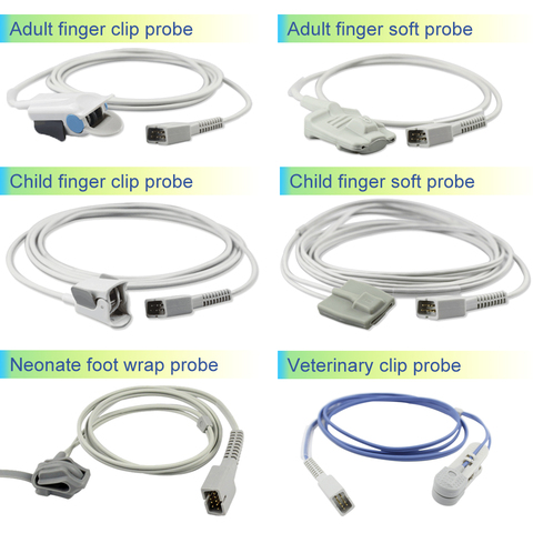 Sensor SP02 Nellcor (tecnología Oximax) SPO2, sonda para adultos, niños, recién nacidos, veterinaria, conector DB9, 1M, saturación de oxígeno por pulsos ► Foto 1/6