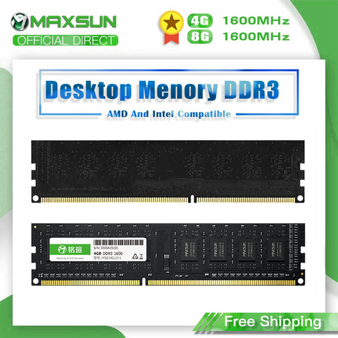 MAXSUN completo nuevo PC Memoria Ram DDR3 4GB/8GB 1600MHz Tensión de 1,5 V RAMs 240Pin 3-año de garantía para computadora de escritorio ► Foto 1/6