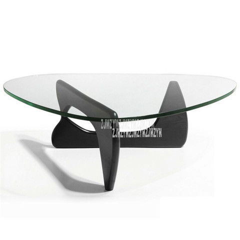 Mesa de té de triángulo nórdico, mesa pequeña creativa de vidrio templado para escritorio, pata de madera maciza, para sala de estar, muebles modernos para el hogar ► Foto 1/6