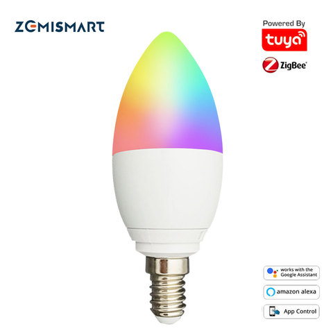 Zemismart Tuya Zigbee 3,0 E14 inteligente vela bombilla 5W bombilla de luz Led RGBW bombilla regulable vida inteligente Alexa Google Smartthings ► Foto 1/6