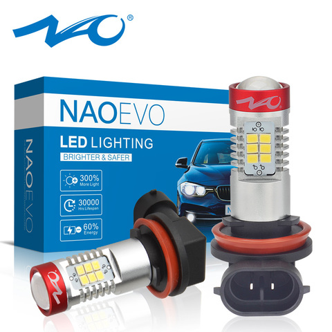 NAO-bombilla LED antiniebla H11, H8, HB4, HB3, H16, 1400Lm, 12V, H10, H16, 9005, 9006, Chip H9 2835, lámpara de circulación diurna DRL blanca automática ► Foto 1/6