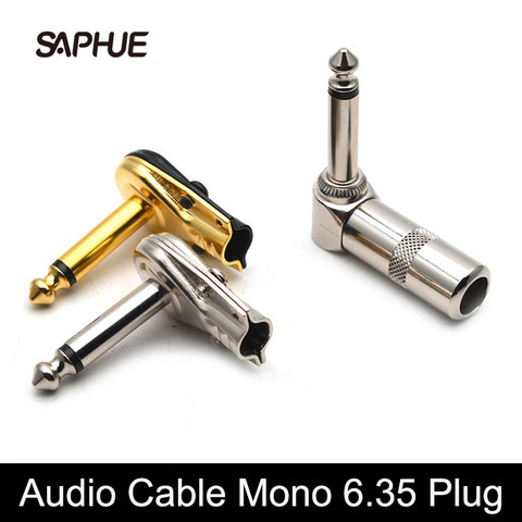 Conector de Cable de guitarra plana recta, amplificador Mono de 2 polos, micrófono, 6,35/6,5, 90 grados, conector de guitarra, enchufe de TRS, 2 uds. ► Foto 1/6