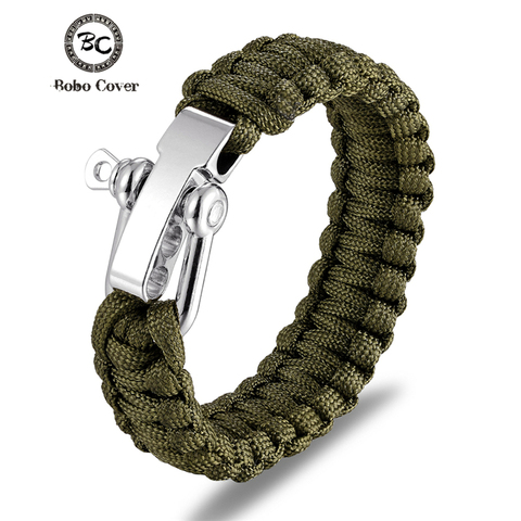 Pulsera de supervivencia ajustable trenzada para hombre y mujer, de emergencia, con hebilla de acero inoxidable, cuerda de paraguas, pulsera para exteriores ► Foto 1/6