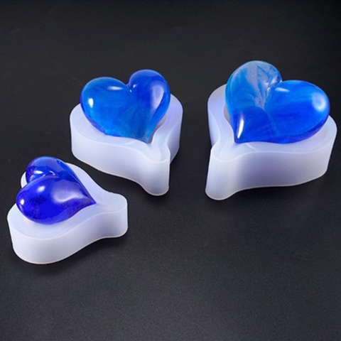 Uds 3D forma de corazón de silicona molde resina epoxi colgantes llavero molde jabón molde vela moldes para la fabricación de la joyería DIY resultados ► Foto 1/6