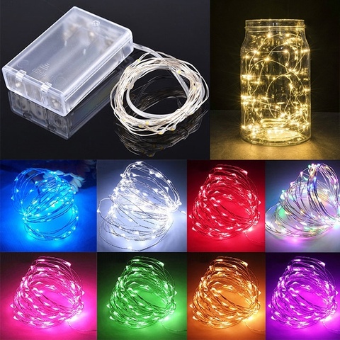 Tira de luces LED con cordones de luces estrelladas, cable de cobre que funciona con batería, para boda, Navidad, fiesta, decoración de Interior para el hogar, 2/ 3/ 4M ► Foto 1/6