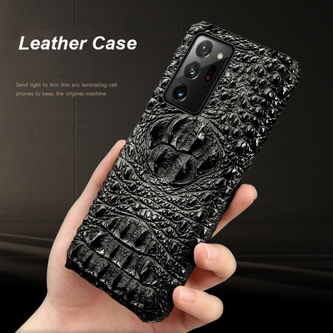 Funda trasera dura a prueba de golpes para Samsung Galaxy Note 20 Ultra 5G 10 9 S20 Plus S10 S9, Funda de piel auténtica con textura de cocodrilo ► Foto 1/6